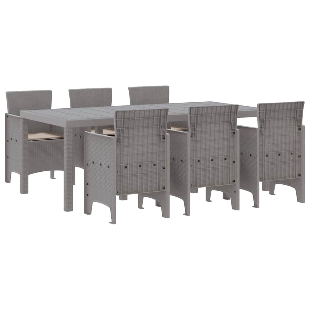 Garden Dining Set 7 pcs Light Grey Polt rattan