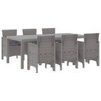 Garden Dining Set 7 pcs Light Grey Polt rattan