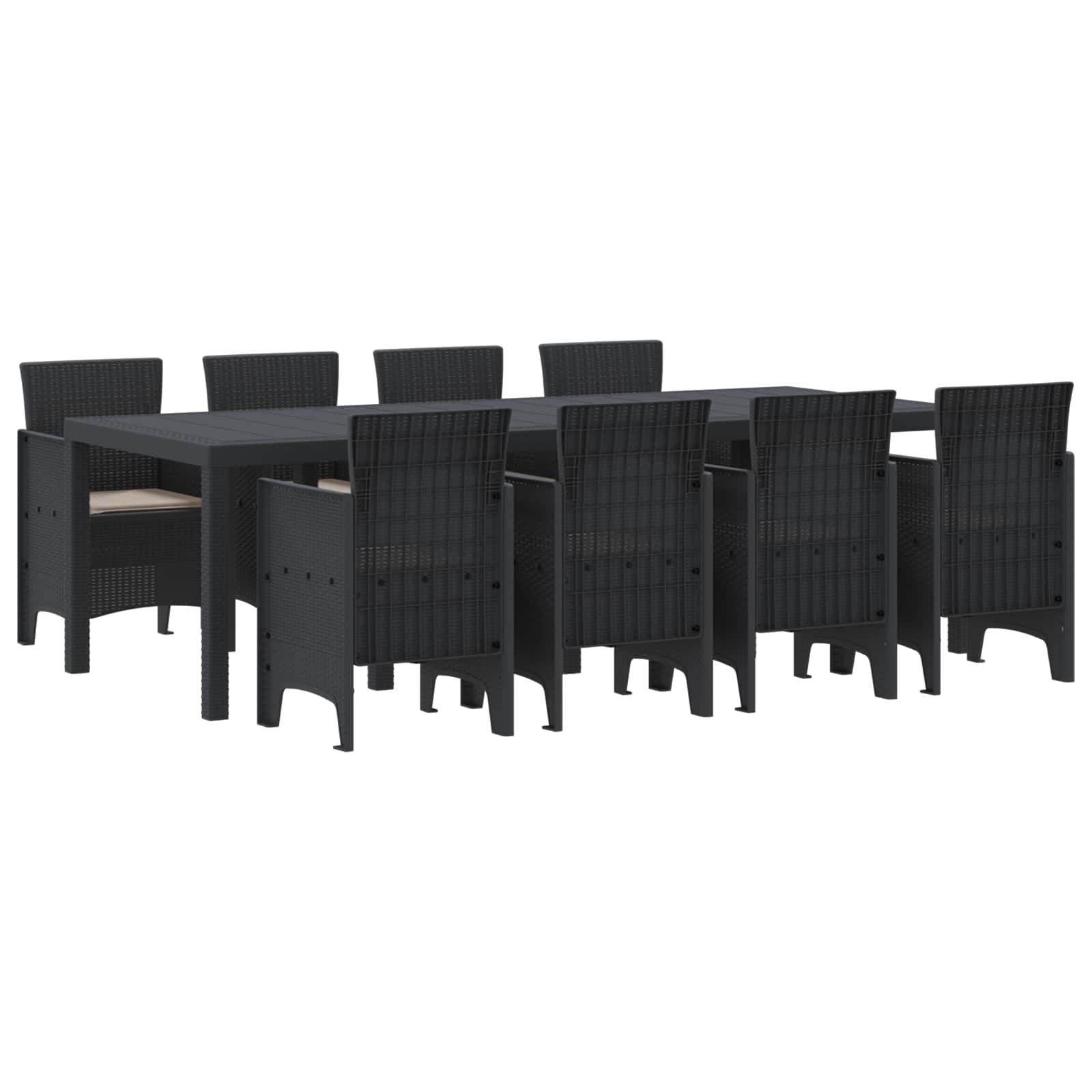 Garden Dining Set 9 pcs Anthracite Polt rattan