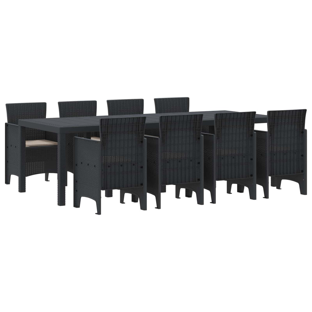 Garden Dining Set 9 pcs Anthracite Polt rattan