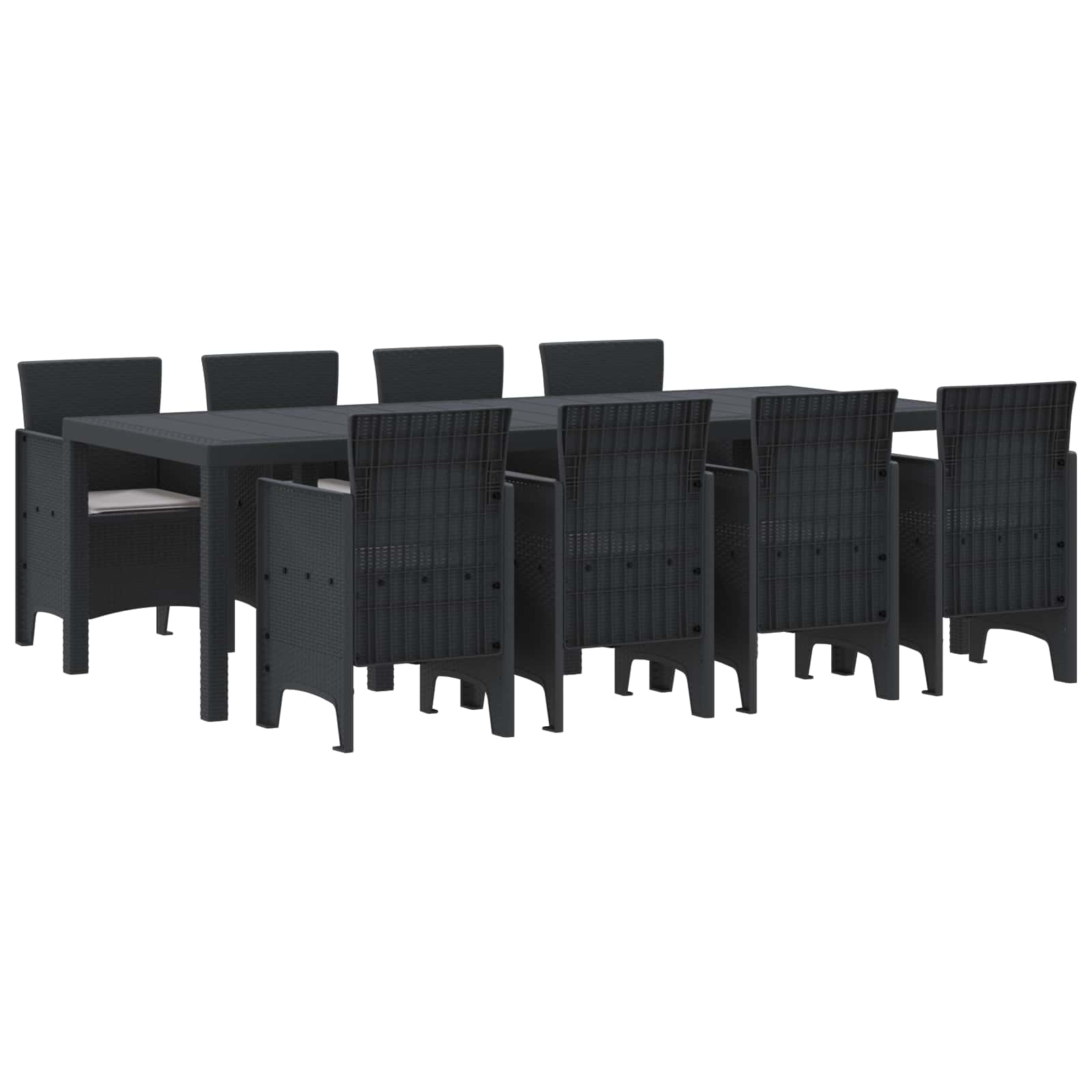 Garden Dining Set 9 pcs Anthracite Polt rattan
