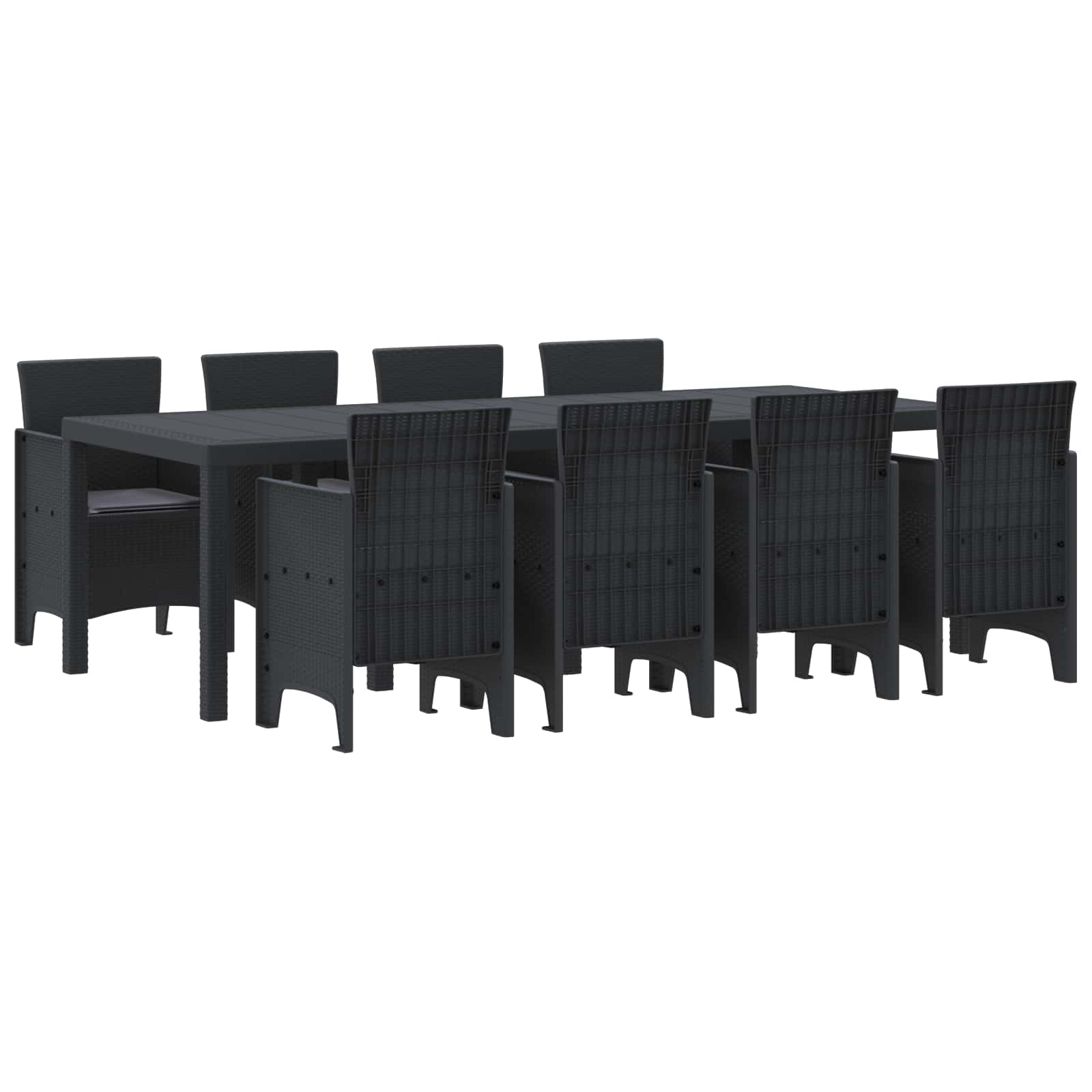 Garden Dining Set 9 pcs Anthracite Polt rattan