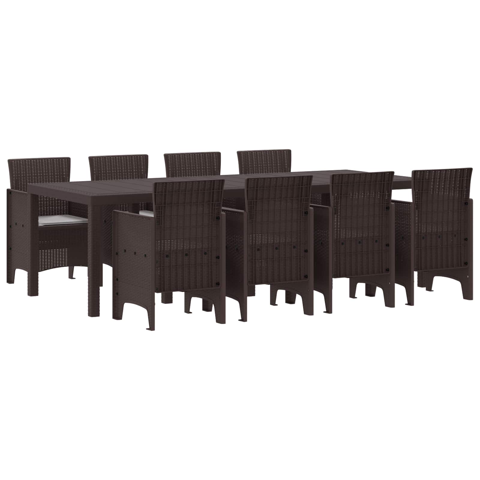 Garden Dining Set 9 pcs Brown Polt rattan