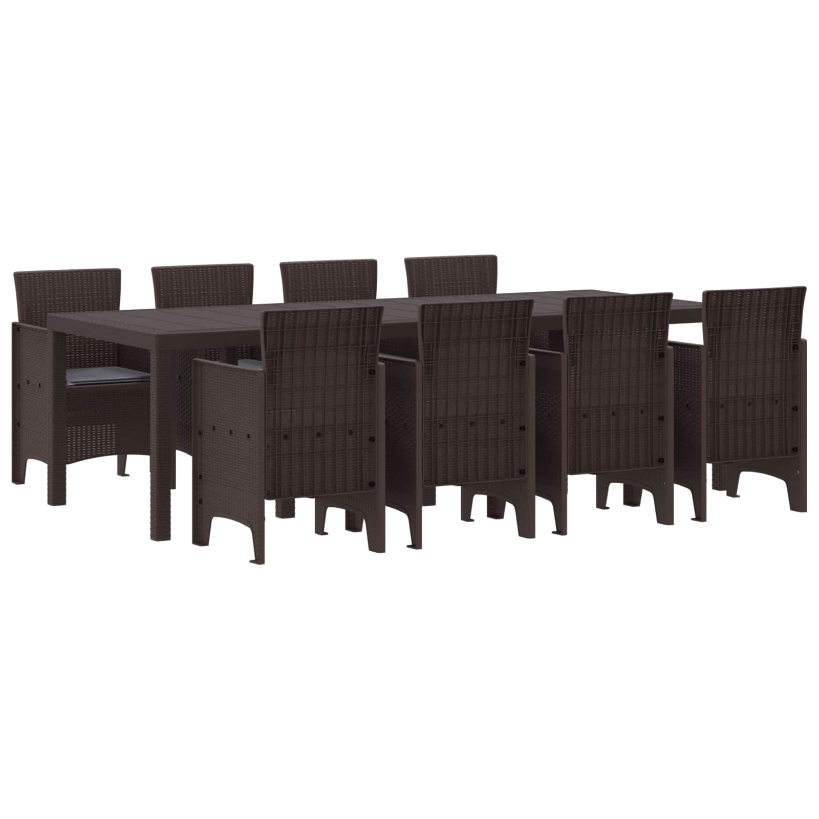 Garden Dining Set 9 pcs Brown Polt rattan