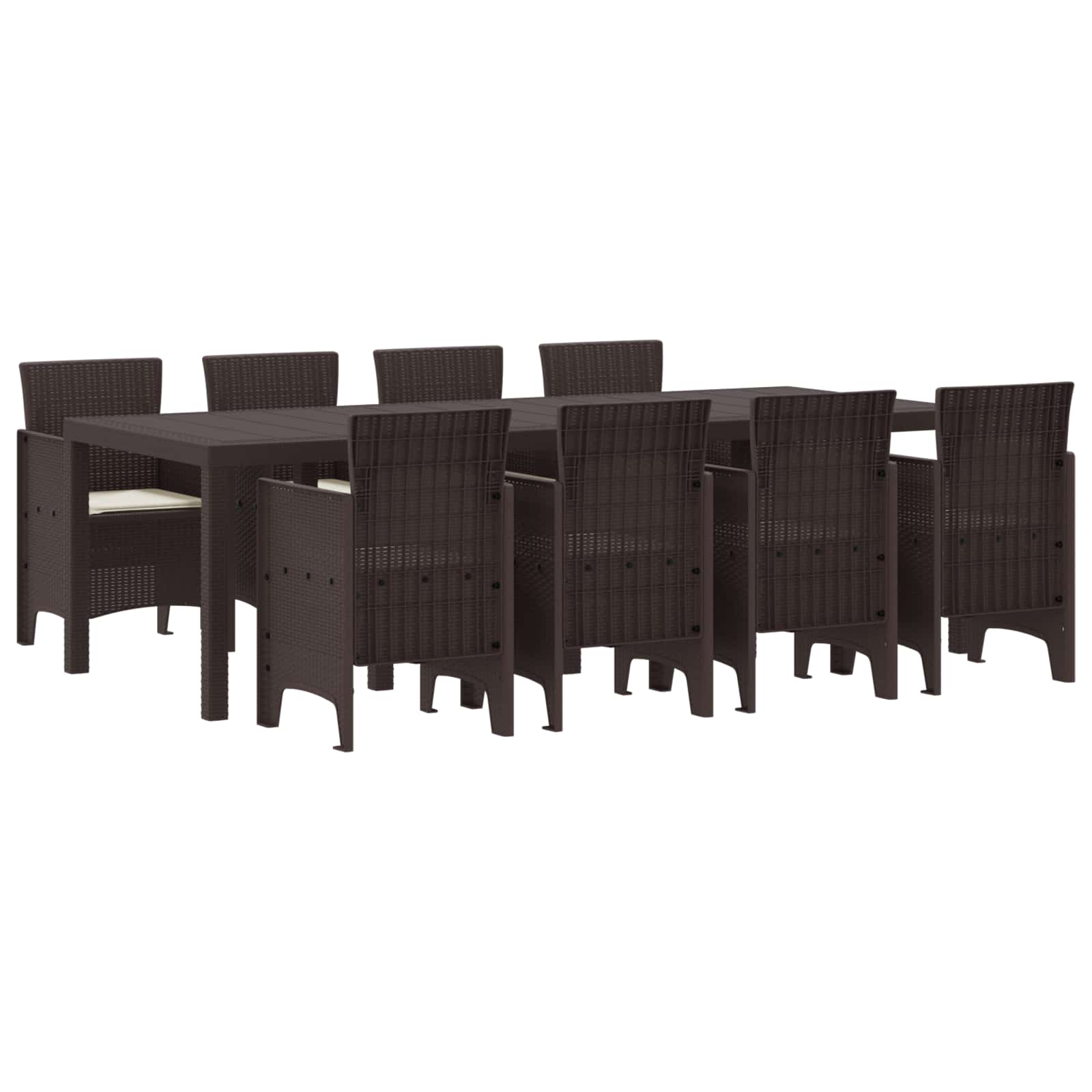 Garden Dining Set 9 pcs Brown Polt rattan