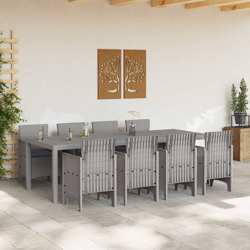 Garden Dining Set 9 pcs White Polt rattan