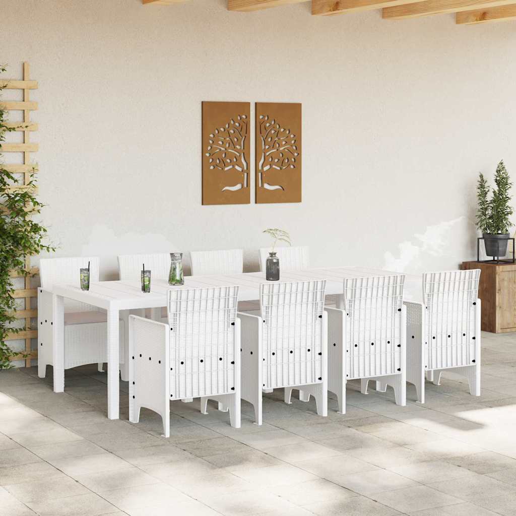 Garden Dining Set 9 pcs Light Grey Polt rattan