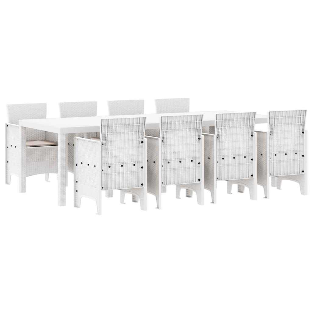 Garden Dining Set 9 pcs Light Grey Polt rattan