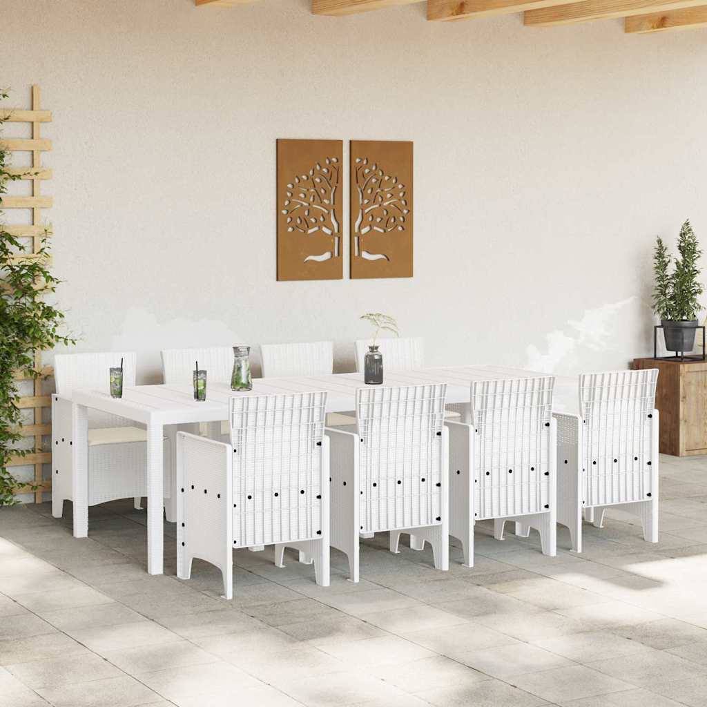 Garden Dining Set 9 pcs Light Grey Polt rattan