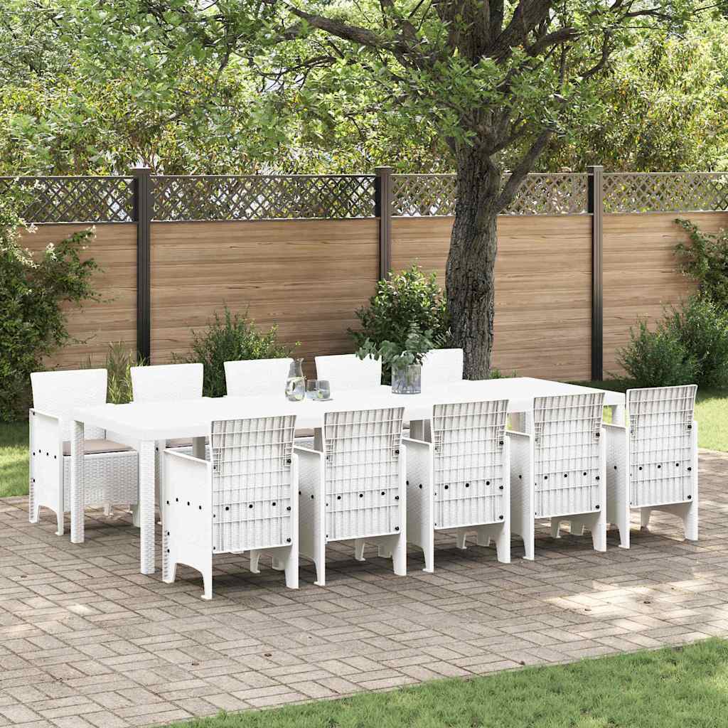 Garden Dining Set 11 pcs White and Taupe Synthetic rattan