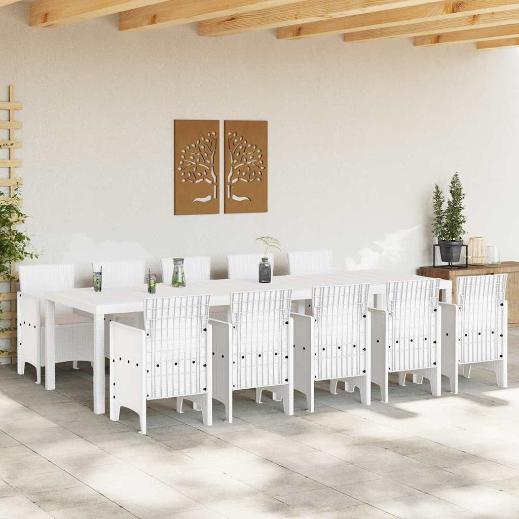 Garden Dining Set 11 pcs White and Taupe Synthetic rattan