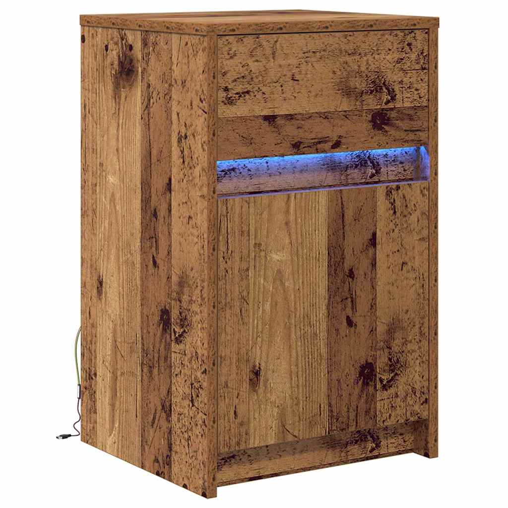 LED Bedside Cabinet Old wood 38 x 34 x 61 cm Engineered wood