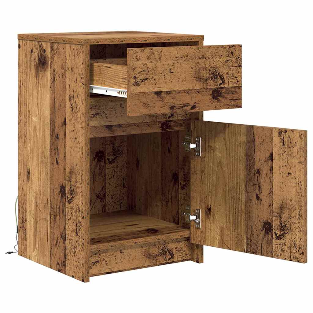 LED Bedside Cabinet Old wood 38 x 34 x 61 cm Engineered wood
