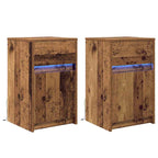 LED Bedside Cabinet with Drawer 2 pcs Old wood 38 x 34 x 61 cm
