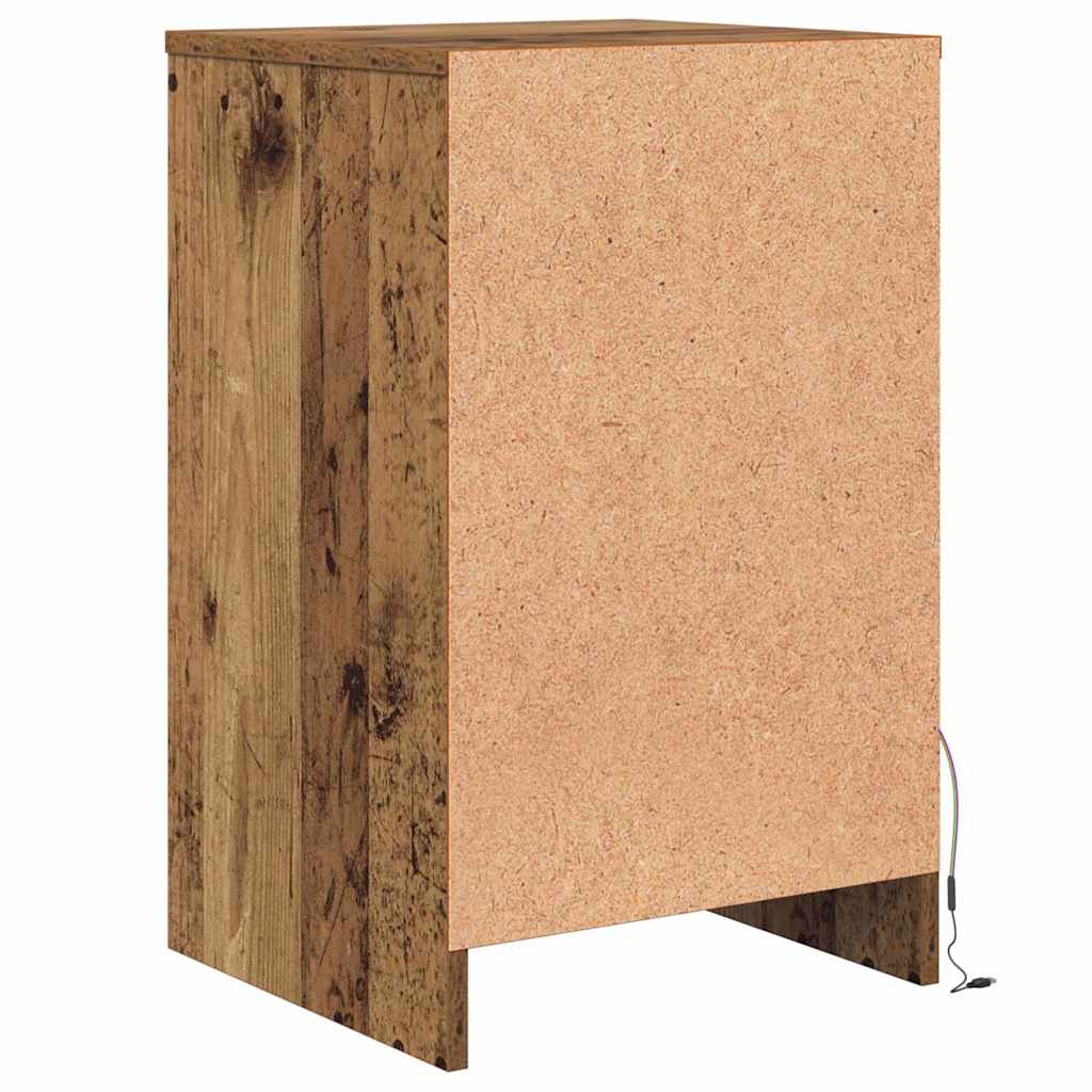 LED Bedside Cabinet with Drawer 2 pcs Old wood 38 x 34 x 61 cm