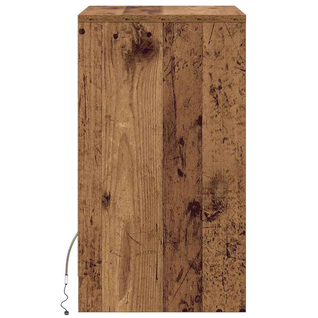 LED Bedside Cabinet with Drawer 2 pcs Old wood 38 x 34 x 61 cm