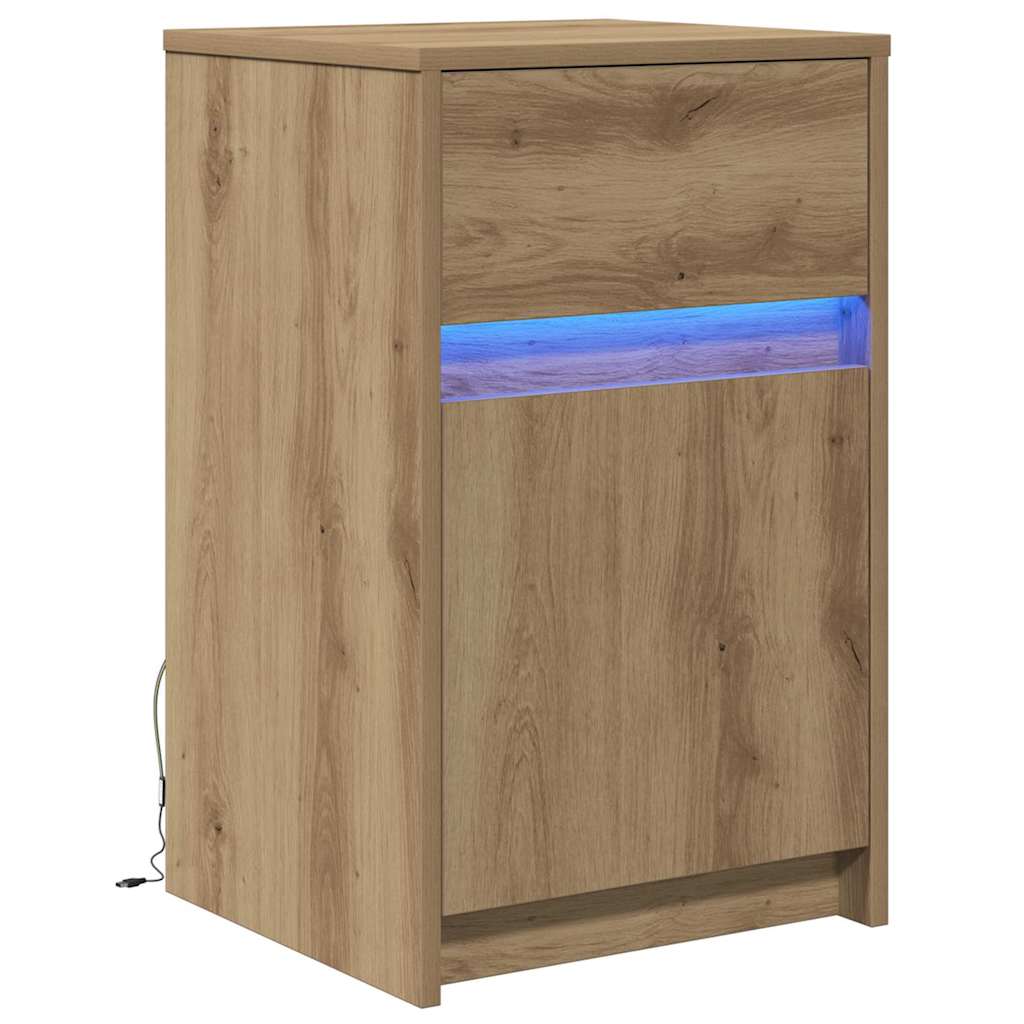 LED Bedside Cabinet Artisan oak 38 x 34 x 61 cm Engineered wood