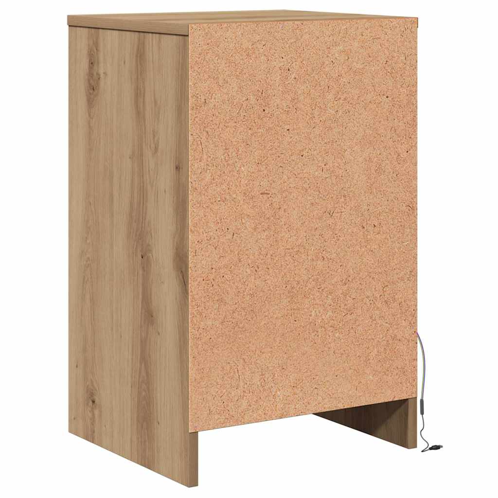 LED Bedside Cabinet Artisan oak 38 x 34 x 61 cm Engineered wood