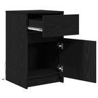 LED Bedside Cabinet with Drawer 2 pcs Black oak 38 x 34 x 61 cm