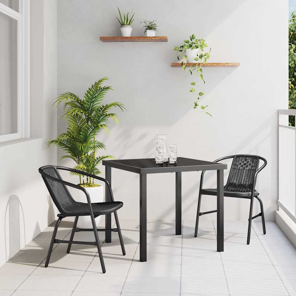 Garden Dining Set 3 pcs Black Powder-Coated Steel