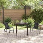 Garden Dining Set 3 pcs Black Powder-Coated Steel