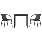 Garden Dining Set 3 pcs Black Powder-Coated Steel