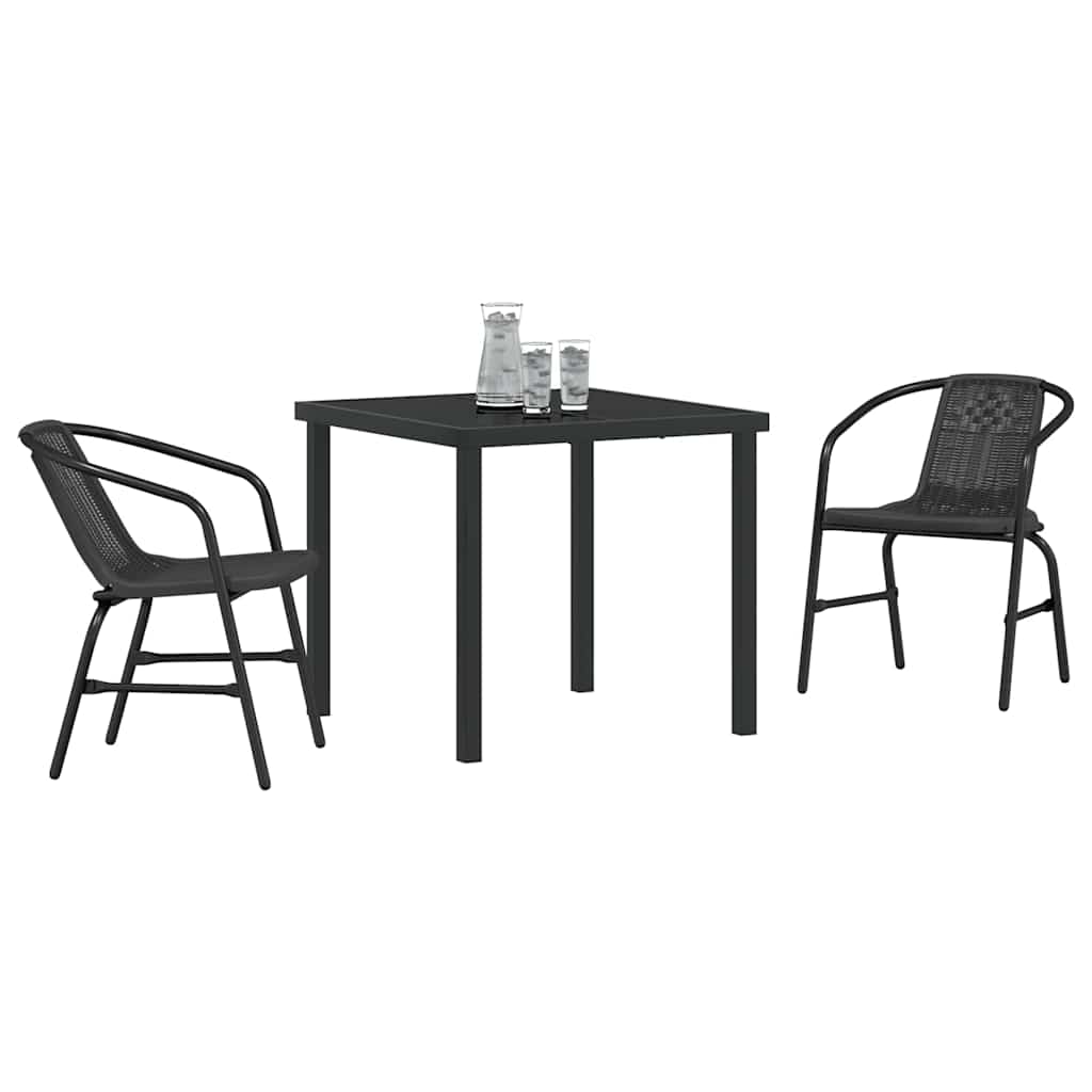 Garden Dining Set 3 pcs Black Powder-Coated Steel