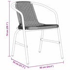 Garden Dining Set 3 pcs Black Powder-Coated Steel