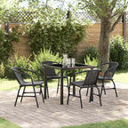 Garden Dining Set 5 pcs Black Powder-Coated Steel