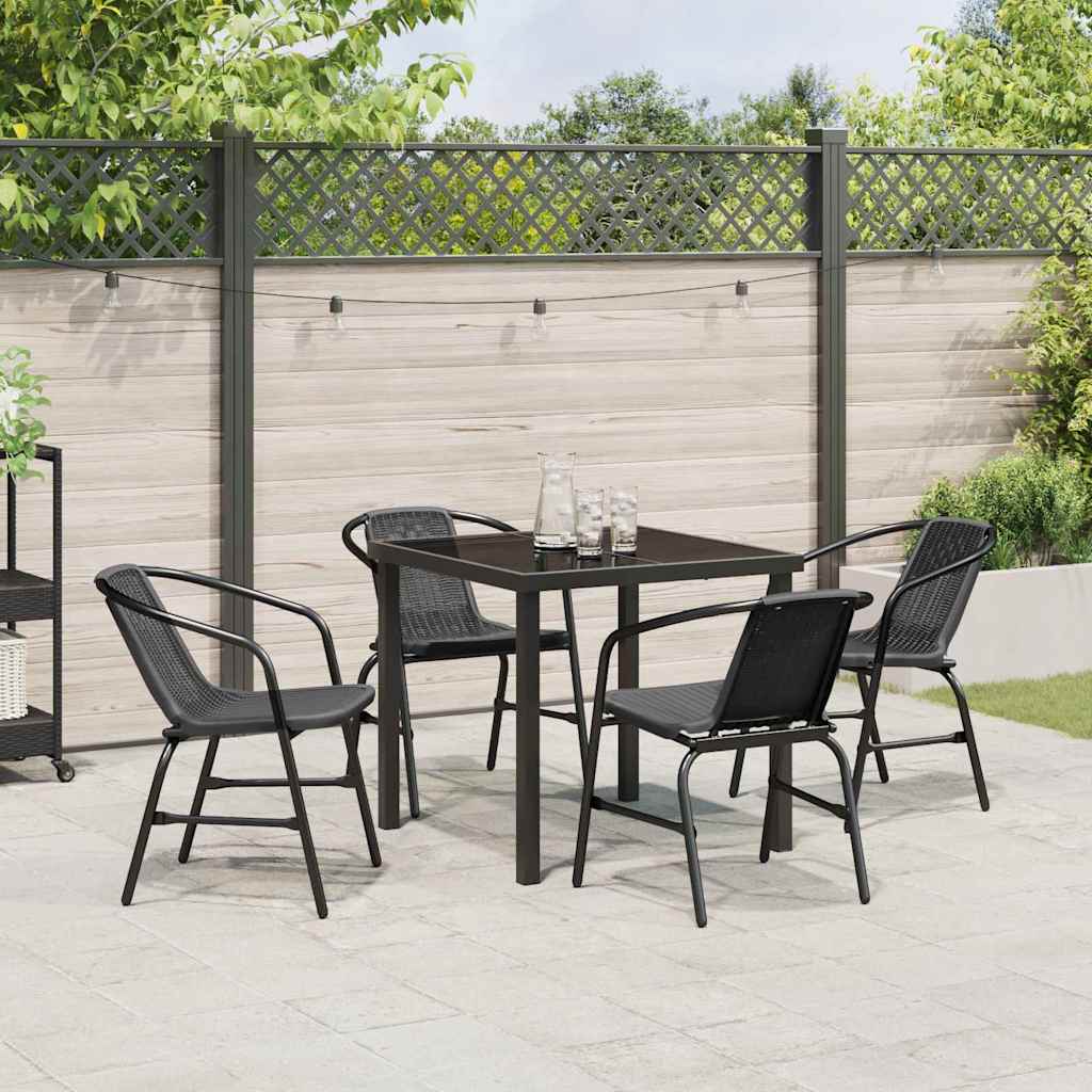 Garden Dining Set 5 pcs Black Powder-Coated Steel