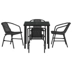 Garden Dining Set 5 pcs Black Powder-Coated Steel