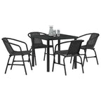 Garden Dining Set 5 pcs Black Powder-Coated Steel