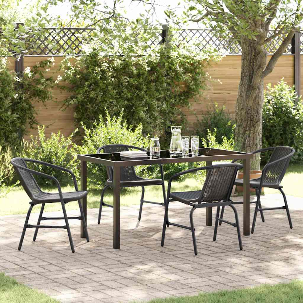 Garden Dining Set 5 pcs Black Powder-Coated Steel