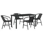 Garden Dining Set 5 pcs Black Powder-Coated Steel
