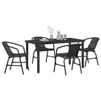 Garden Dining Set 5 pcs Black Powder-Coated Steel