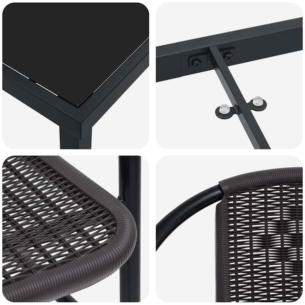 Garden Dining Set 5 pcs Black Powder-Coated Steel