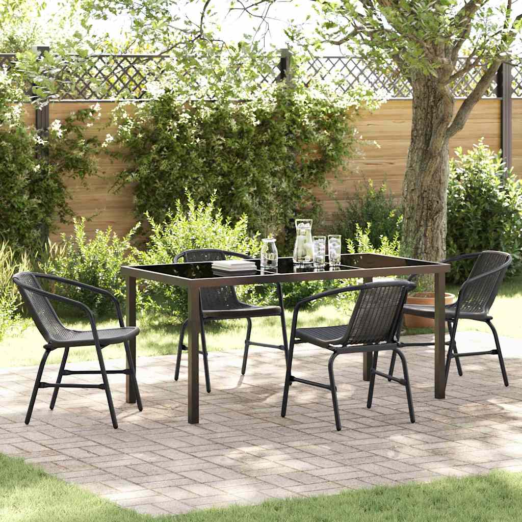 Garden Dining Set 5 pcs Black Powder-Coated Steel
