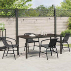 Garden Dining Set 5 pcs Black Powder-Coated Steel