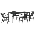 Garden Dining Set 5 pcs Black Powder-Coated Steel