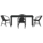 Garden Dining Set 5 pcs Black Powder-Coated Steel