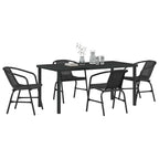 Garden Dining Set 5 pcs Black Powder-Coated Steel
