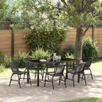 Garden Dining Set 7 pcs Black Powder-Coated Steel