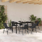 Garden Dining Set 7 pcs Black Powder-Coated Steel