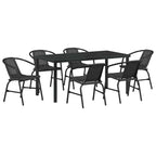 Garden Dining Set 7 pcs Black Powder-Coated Steel