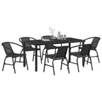 Garden Dining Set 7 pcs Black Powder-Coated Steel