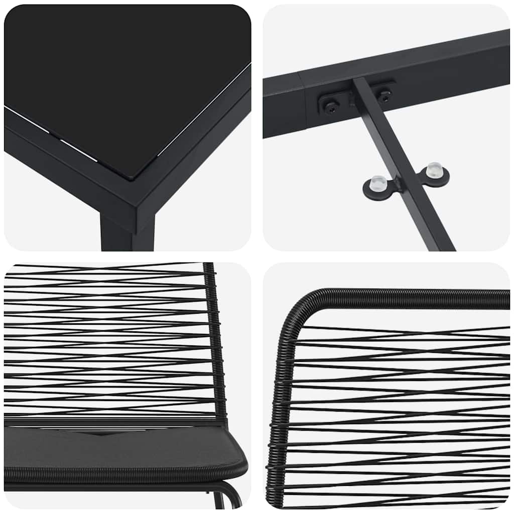 Garden Dining Set 3 pcs Black Powder-Coated Steel