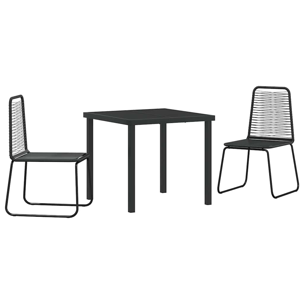 Garden Dining Set 3 pcs Black Powder-Coated Steel