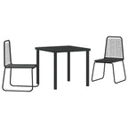 Garden Dining Set 3 pcs Black Powder-Coated Steel