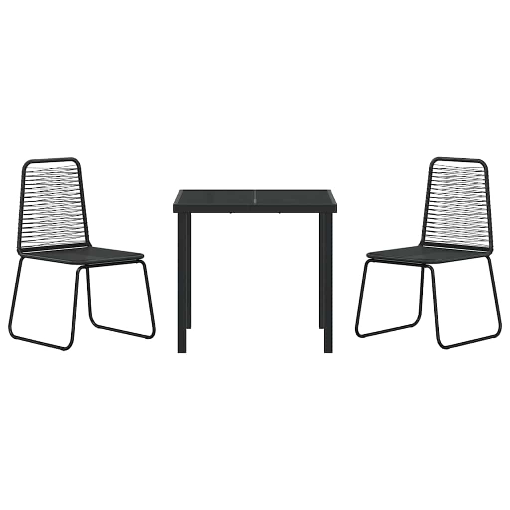 Garden Dining Set 3 pcs Black Powder-Coated Steel