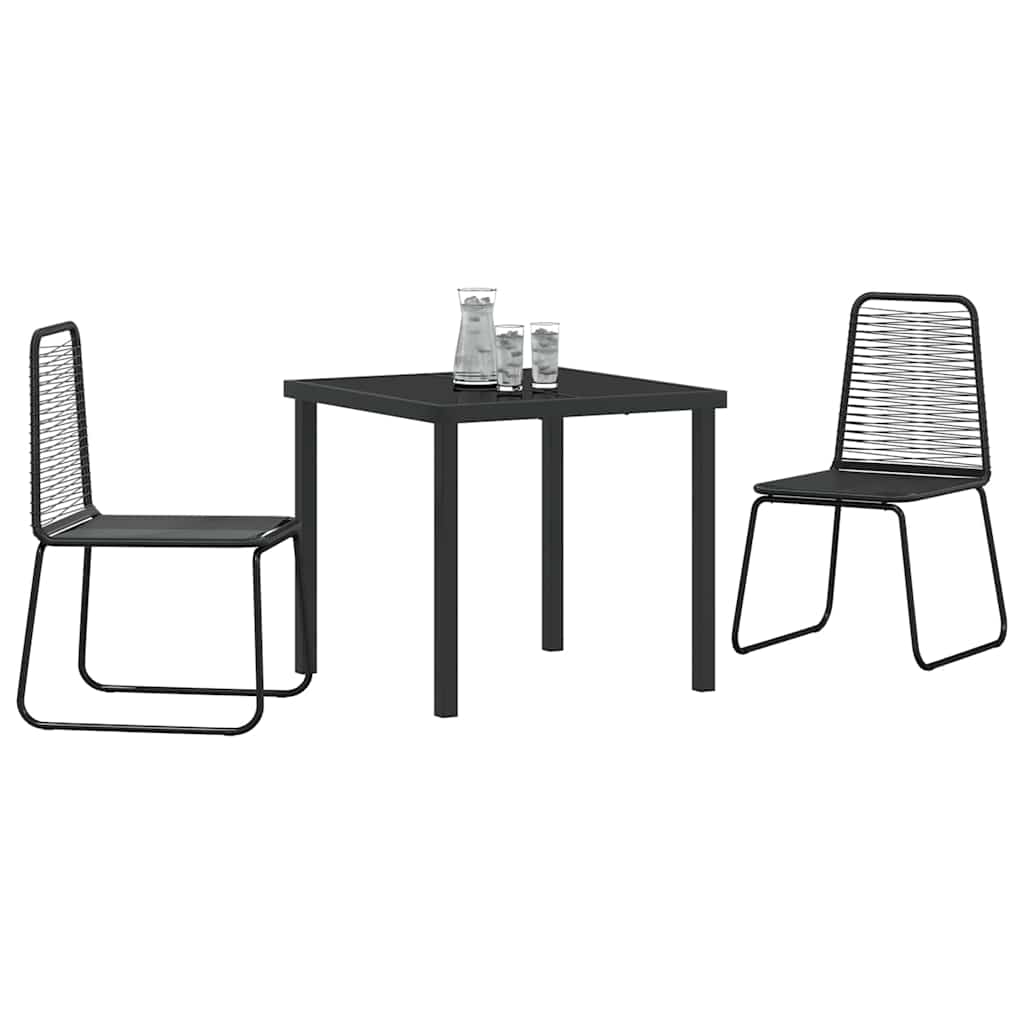 Garden Dining Set 3 pcs Black Powder-Coated Steel